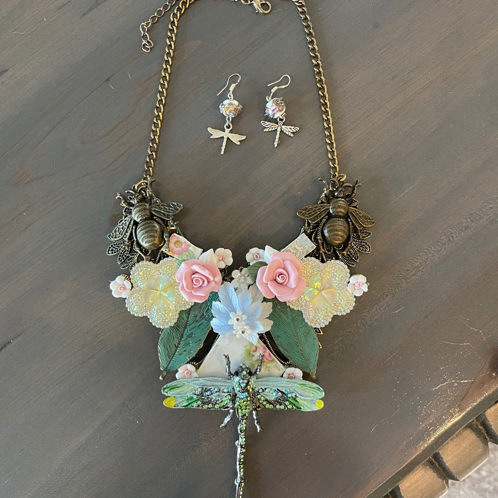 Scottish jewelry designer Louise Pringle one-of-a-kind necklace & earrings set